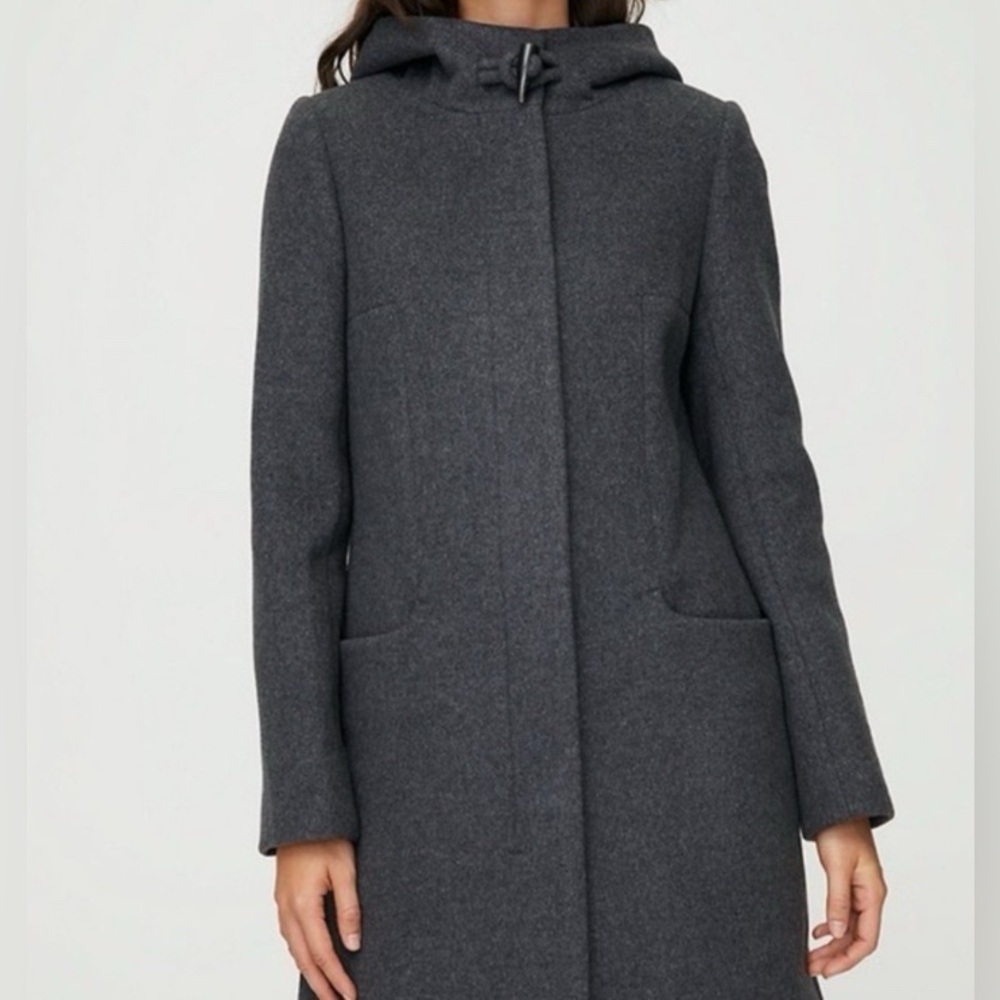 NEW Aritzia Babaton Wool Hooded Coat - Grey Size L - Picture 3 of 14